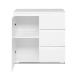 Meuble De Rangement 1 Porte 3 Tiroirs Blanc -MaisonChic Magasin meuble de rangement 1 porte 3 tiroirs blanc image 1 5