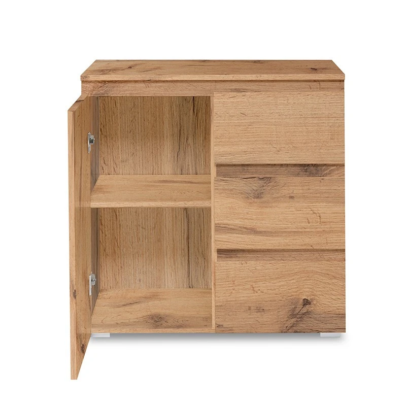 Meuble De Rangement 1 Porte 3 Tiroirs Naturel 7 Meuble De Rangement 1 Porte 3 Tiroirs Naturel – Image 5