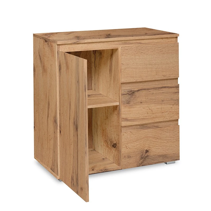 Meuble De Rangement 1 Porte 3 Tiroirs Naturel 8 Meuble De Rangement 1 Porte 3 Tiroirs Naturel – Image 6