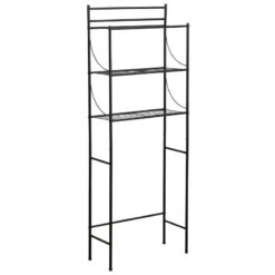 Meuble Dessus WC 3 Tablettes Métal Noir