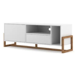 Meuble TV 2 Portes 2 Niches Oslo Blanc