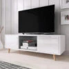 Meuble TV 2 Portes Sweden Blanc -MaisonChic Magasin meuble tv 2 portes sweden blanc