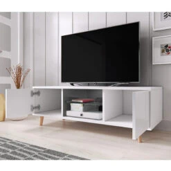 Meuble TV 2 Portes Sweden Blanc -MaisonChic Magasin meuble tv 2 portes sweden blanc 2