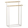 Porte Serviettes Métal Blanc 2 Barres Bambou -MaisonChic Magasin porte serviettes metal blanc 2 barres bambou