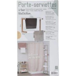 Porte Serviettes Nuovo à Fixer Blanc Et Bambou -MaisonChic Magasin porte serviettes nuovo a fixer blanc et bambou 1