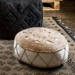 Pouf En Jute Ajouré 43x18 Atmosphera -MaisonChic Magasin pouf en jute ajoure 43x18 atmosphera 1