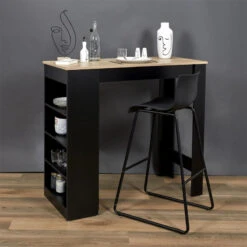 Table De Bar Avec étagères Et Plateau Bois -MaisonChic Magasin table de bar avec etagere plateau bois 2