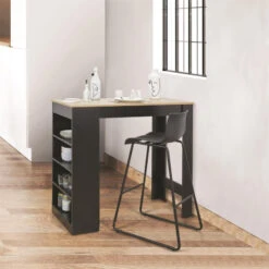 Table De Bar Avec étagères Et Plateau Bois -MaisonChic Magasin table de bar avec etagere plateau bois 3