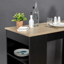 Table De Bar Avec étagères Et Plateau Bois -MaisonChic Magasin table de bar avec etagere plateau bois 4