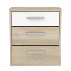 Demeyere Table De Chevet 3 Tiroirs Naturel Et Blanc Santorini -MaisonChic Magasin table de chevet 3 tiroirs naturel et blanc santorini 3