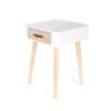 Table De Chevet Pieds Bois 1 Tiroir Blanc -MaisonChic Magasin table de chevet pieds bois 1 tiroir blanc