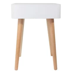 Table De Chevet Pieds Bois 1 Tiroir Blanc -MaisonChic Magasin table de chevet pieds bois 1 tiroir blanc 2