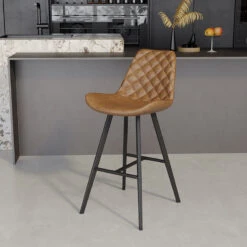 Tabouret De Bar Bas Alicante PU Cognac -MaisonChic Magasin tabouret de bar bas alicante pu cognac 1