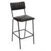 Tabouret De Bar En Cuir Noir Dario Atmosphera -MaisonChic Magasin tabouret de bar en cuir noir dario atmosphera