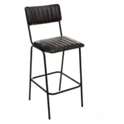 Tabouret De Bar En Cuir Noir Dario Atmosphera