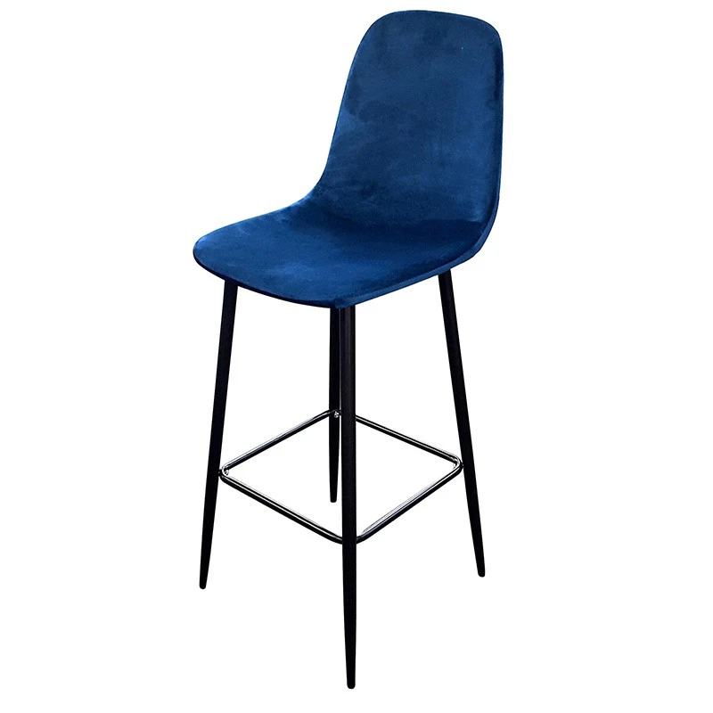 Tabouret De Bar En Velours Bleu Indigo Pieds Métal Inoui 3 Tabouret De Bar En Velours Bleu Indigo Pieds Métal Inoui