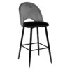 Tabouret De Bar Kara Velours Gris Atmosphera -MaisonChic Magasin tabouret de bar kara velours gris atmosphera
