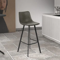 Tabouret De Bar Ozan PU Gris -MaisonChic Magasin tabouret de bar ozan pu gris 1