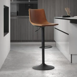 Tabouret De Bar Réglable Trevi PU Cognac -MaisonChic Magasin tabouret de bar reglable trevi pu cognac 1