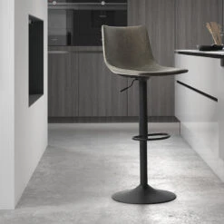 Tabouret De Bar Réglable Trevi PU Gris -MaisonChic Magasin tabouret de bar reglable trevi pu gris 1 2
