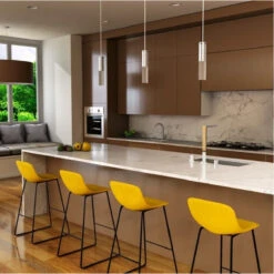 Tabouret Haut Cholo Tissu Jaune -MaisonChic Magasin tabouret haut cholo tissu jaune 3