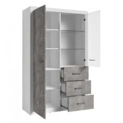 Vitrine 2 Portes Blanc Et Gris Béton Gent 9 Vitrine 2 Portes Blanc Et Gris Béton Gent -MaisonChic Magasin vitrine 2 portes blanc et gris beton gent 2