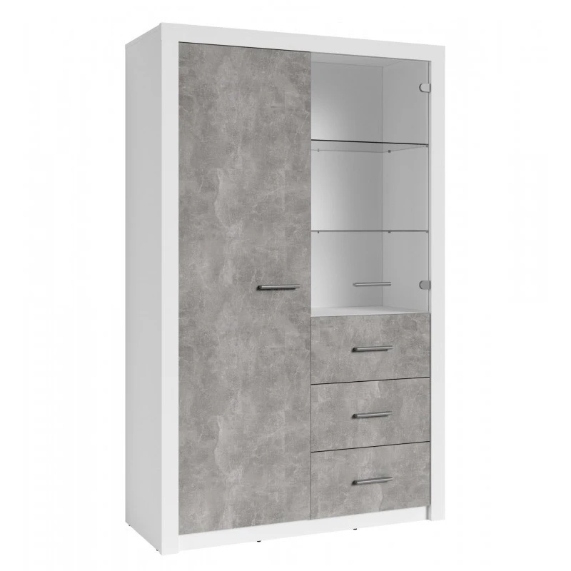 Vitrine 2 Portes Blanc Et Gris Béton Gent 3 Vitrine 2 Portes Blanc Et Gris Béton Gent