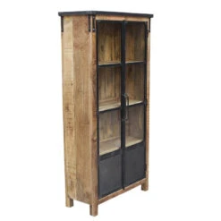 Vitrine 2 Portes Bois De Manguier Et Métal -MaisonChic Magasin vitrine 2 portes bois de manguier et metal 1 1