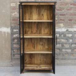 Vitrine 2 Portes Bois De Manguier Et Métal -MaisonChic Magasin vitrine 2 portes bois de manguier et metal 1 3