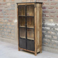 Vitrine 2 Portes Bois De Manguier Et Métal -MaisonChic Magasin vitrine 2 portes bois de manguier et metal 1 5