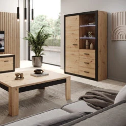 Vitrine 2 Portes Naturel Et Noir Brussel 7 Vitrine 2 Portes Naturel Et Noir Brussel -MaisonChic Magasin vitrine 2 portes naturel et noir bruges 1