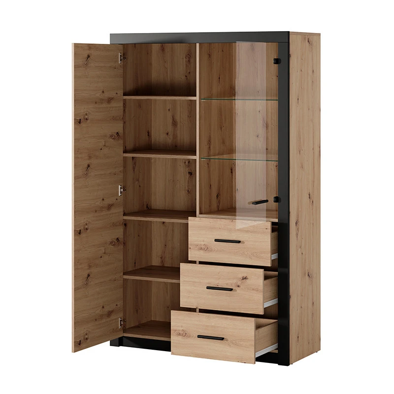 Vitrine 2 Portes Naturel Et Noir Brussel 5 Vitrine 2 Portes Naturel Et Noir Brussel â Image 3