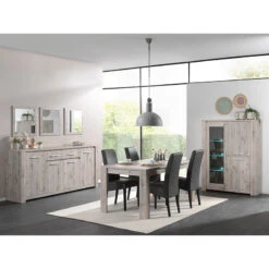 Vitrine 3 Portes LED Coloris Bois Clair Warschau -MaisonChic Magasin vitrine 3 portes led coloris bois clair warschau 2