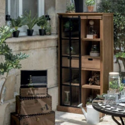 Vitrine Porte Coulissante Danik 2 Tiroirs Atmosphera -MaisonChic Magasin vitrine porte coulissante danik 2 tiroirs atmosphera 1